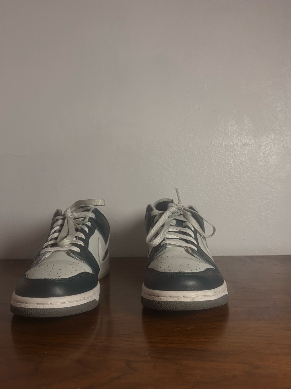 Nike Women's Low-Top Two-Tone Sneakers in White and Dark Green
